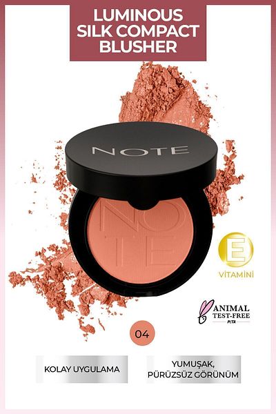NOTE 04 Soft Peach Luminous Silk Compact Blusher Powder Blush