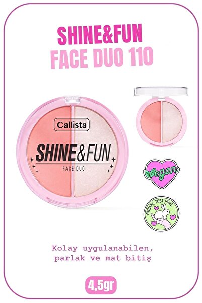 Callista Shine & Fun Face Duo Toz Allık Ve Aydınlatıcı Palet - 110 Party Gang