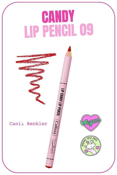 Callista Lip Candy Lip Pencil Lip Liner 09 Smashed Cranberry - Red