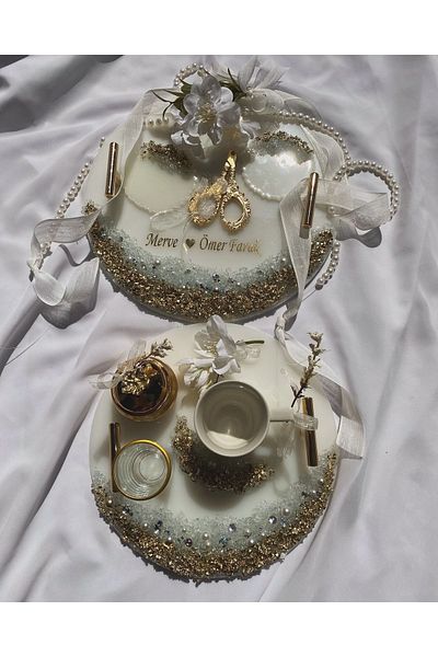 Z&B FLOWERS Epoxy Promise Engagement Tray Ring Tray Groom Cup Set Epoxy Promise Engagement Tray