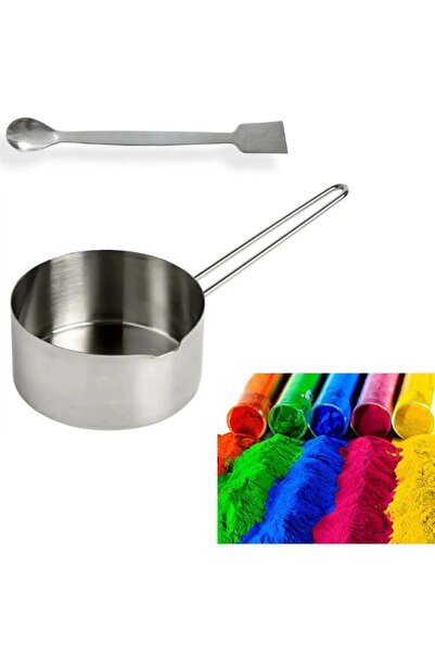 adin tasarım Mum Eritme Kabı 1000 Ml + Parafin Karıştırma Kaşığı + Mum Boyası 5 Renk Parafin Eritme Mum Yapımı