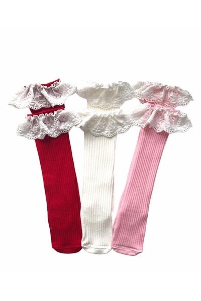 lalinkids Baby Girl Lacy Knee Socks 3-Piece