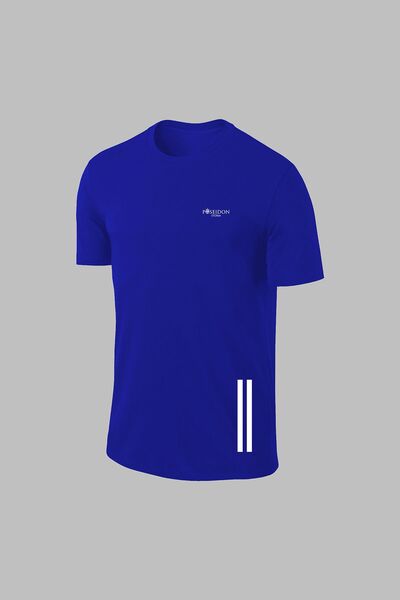 POSEIDON STORM Țesătură albastră Dri-Fit pentru bărbați - Set de tricou și pantaloni scurți pentru alergare supradimensionat (4XL-10XL)