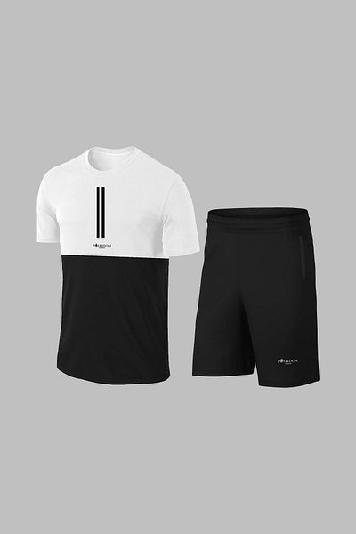 POSEIDON STORM Men's White Dri-Fit Oversize T-Shirt and Shorts Set - Crew Neck, Short Sleeve (4Xl-10Xl)