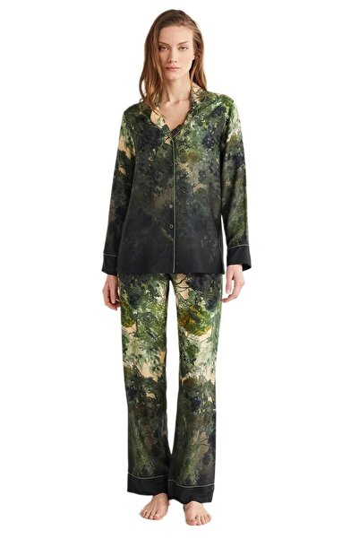 Penyemood Set de pijamale pentru femei din bumbac pieptănat Green Mood - 9701