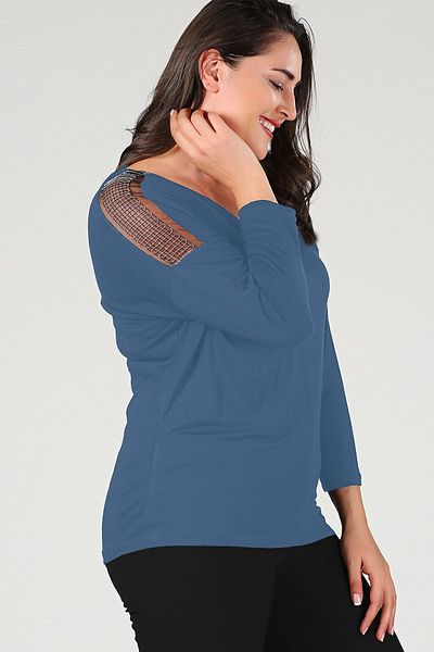 Curvy Trend Μπλούζα από τούλι σε μεγάλο μέγεθος με μακριά μανίκια και αλυσίδα ώμου
