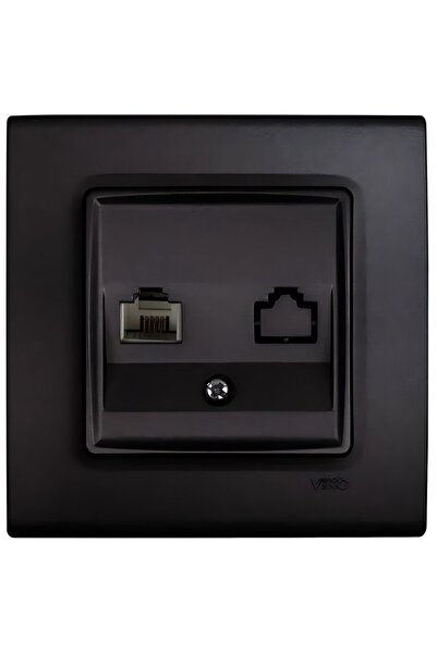 VİKO Linnera Life Gece Siyahı Tekli Nümeris Cat-3 Telefon Prizi Mekanizma Kap...