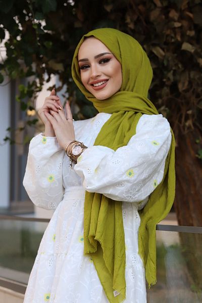 shalby Bamboo Crash Shawl Hijab Oil Green