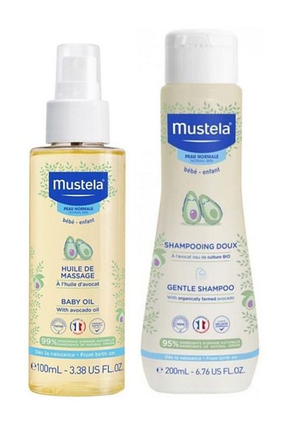Mustela Mustela Gentle Baby Care Massage Oil and Non-Burning Shampoo - 100ml and 200ml