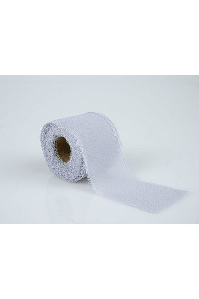 AKEL TEKSTİL Gray Chiffon Ribbon - 4 cm with Weathered Edges