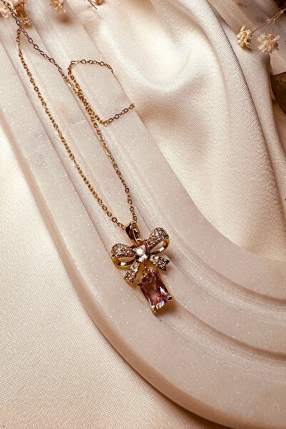 MOONİ ACCESSORİES Çelik Kolye Fiyona Rossi Fiyonk Model Zirkon Taş Tasarım Al...