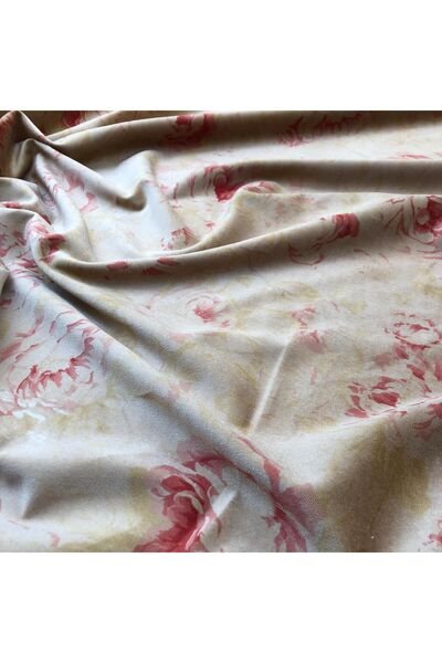 MARGOT Özel Tasarım Vintage Kadife Kumaş, Koltuk İçin, Soft Gül Desenli