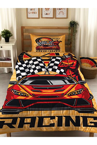 Evmila Çift Taraflı Araba Desenli Kapitone Yorgan - Tek Kişilik Kişilik Uyku ...