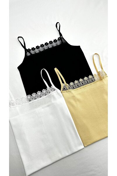 Clara Butik Γυναικείο Μαύρο Λευκό Δέρμα Δαντελωτό Βαμβακερό Λύκρα Ζαρτιέρες Αθλητής Σχοινί Ζαρτιέρες 3 Πακέτο Οικονομικό