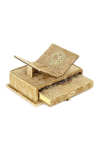 ihvan online Masa Üstü Rahleli Kadife Kaplı Sandıklı Kuranı Kerim Seti - Rahi...