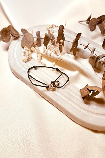 MOONİ ACCESSORİES İtalyan Tasarım Zirkon Taşlı Şans Yeşil İp Gold Renk Kadın ...