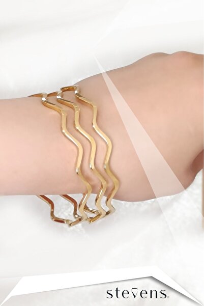 STEVENS Paslanmaz Kararmaz Çelik Zikzak  Üçlü Ajda  Bilezik