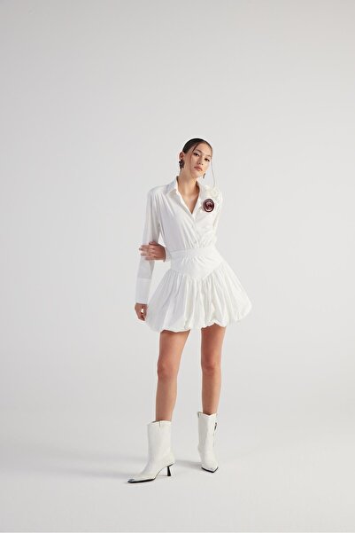 HOLLY LOLLY White Mini Balloon Cut Lexi Skirt - Elastic Waist