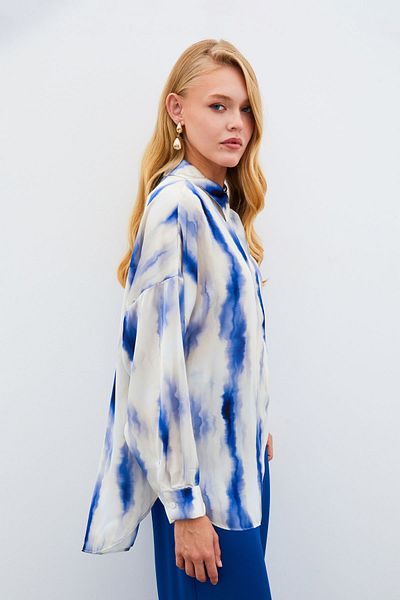 Sateen Cămașă cu model larg - SAX BLUE