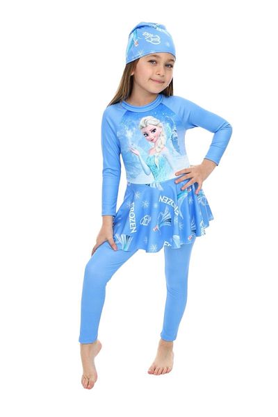 ÖYKÜ KİDS Boneli Swimsuit for Girl - Skirt Detailed