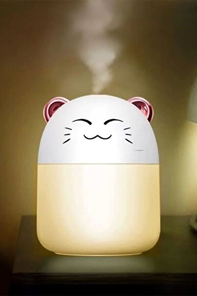 CARNIVAL LAND USB Ledli gece lambası Taşınabilir Hava Nemlendiricisi gülen Kedi Tasarımlı Buhar Makinesi