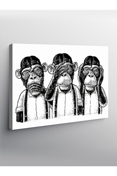 karizmart Kanvas Tablo 3 Maymun Görmedim Duymadım Bilmiyorum