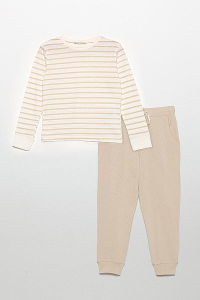 for you kids Crew Neck Long Sleeve Stone Bottom Top Set