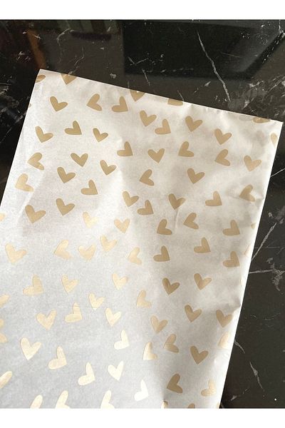 Hayal.kirtasiyesi Pelur Paper Gold Reflective Heart 50x70 Cm 10 Pieces