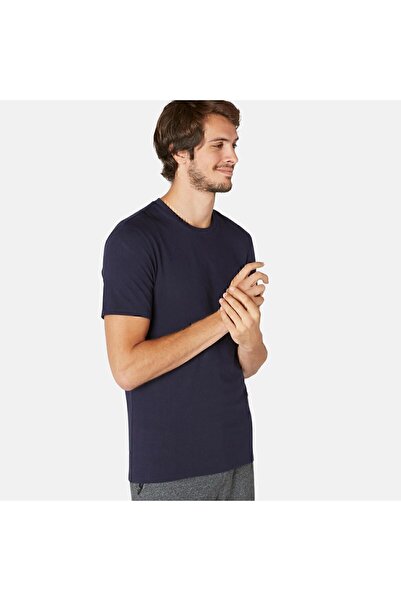 Decathlon Ανδρικό αθλητικό μπλουζάκι Domyos Navy Blue 500 - Slim - Fitness Light Training