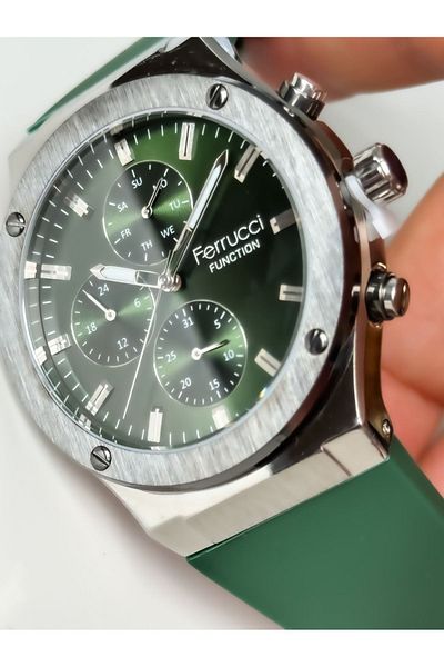 Ferrucci Functional Green Sports Watch Silicone Cord Waterproof Men's Wristwatch + Bracelet