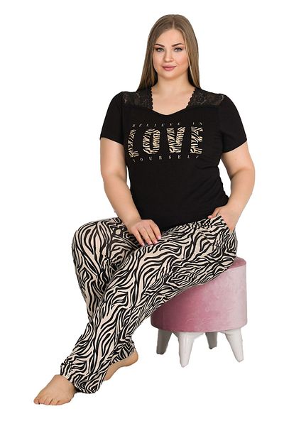 Lady Lingerie Love Printed Short Sleeve Cotton Viscose Women's Pajama Set - Oversize