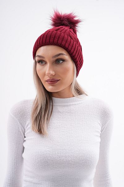Ritagarcia Beretă Pompom Păr Tricotat