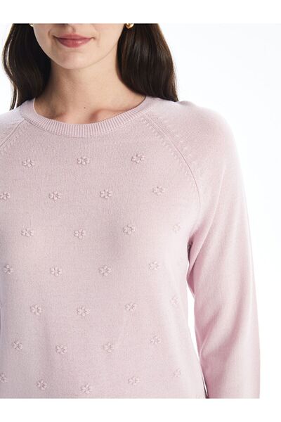 LC Waikiki LCW Bisiklet Yaka Kendinden Desenli Uzun Kollu Kadın Triko Kazak