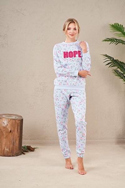 PJS 23569 Kadın Desenli Pijama Takım