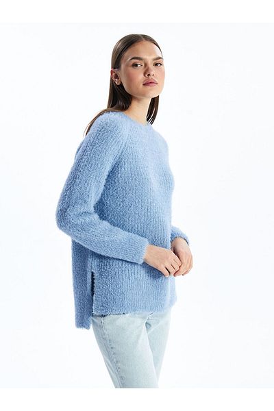 LC Waikiki Pulover de damă cu mânecă lungă, solidă, cu gât crew - W41672z8