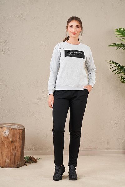 PJS 23570 Women's Pocket Printed Tracksuit Black