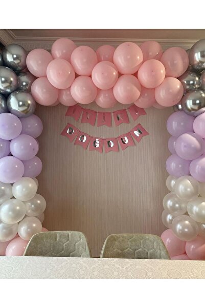 Çemrek Süs Parti Макарон Ліла Рожевий Білий Срібний Хром Набір ланцюжків для ...