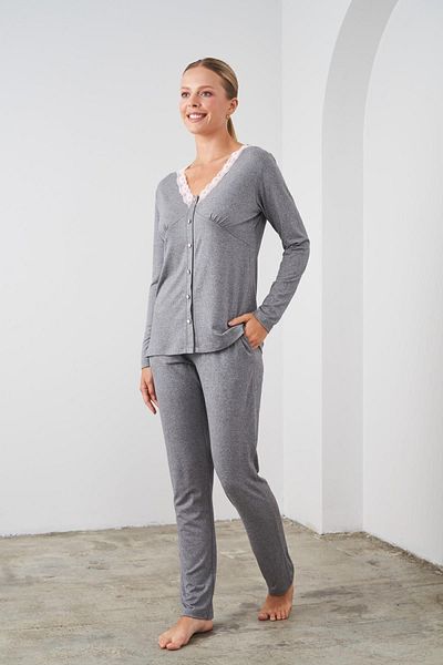 PJS 24524 Women's Buttoned Pajama Set
