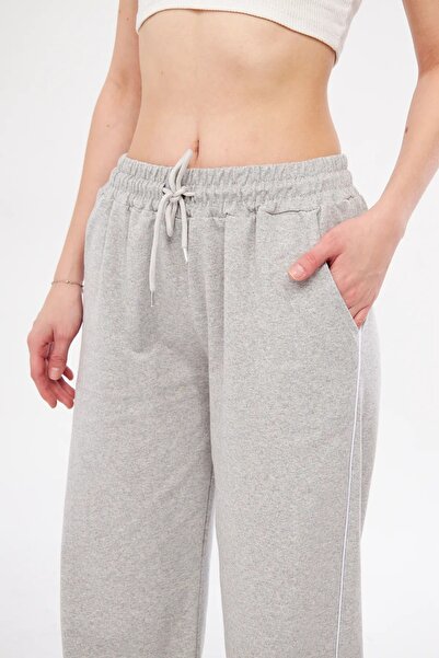 Karatopak Harajuku Zip Detail Gray Tracksuit Oversize Eşofman Altı