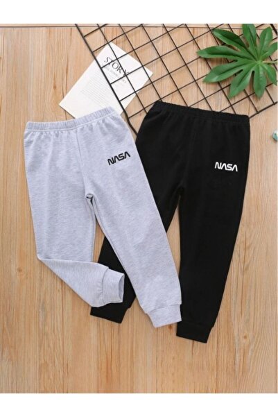 MOONBULL Дитячі спортивні штани NASA з принтом - 2-х комплект чорного та сіро...