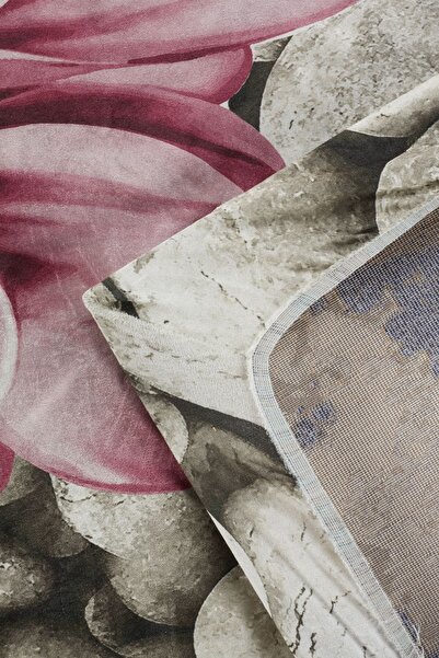 RENKLİBUTİK Kadife Dokulu Lastikli Süngerli Kaymaz Yıkanabilir Modern Desenlerde Halı Örtüsü- 6 m2