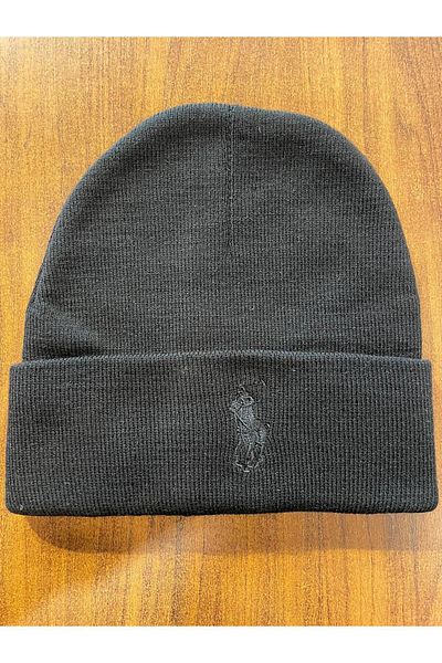 hamze Unisex Acrylic Flexible Folded Polo Embroidered Winter Beanie