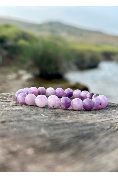 Gökçeada 8 mm Lepidolite (Micasist) Natural Stone - Men's and Women's Bracelet a Quality Certified