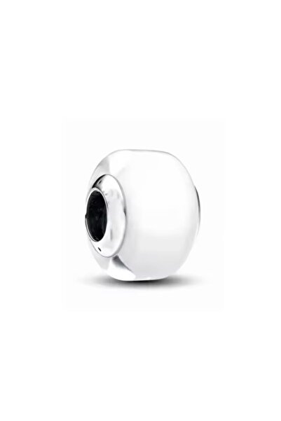 POSEİDONS JEWELLERY Beyaz Murano Cam Charm 925 Ayar