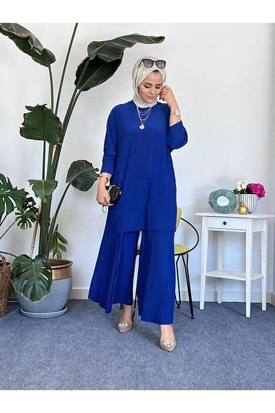 MÇmoda Υπέροχο σετ Sandy - Πλισέ φαρδύ παντελόνι και τουνίκ