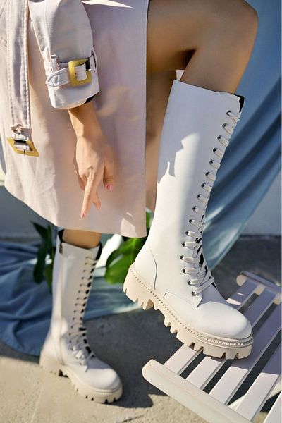 FİNTAS Ayağınıza Gelen Moda Γυναικείες καθημερινές μπότες με κορδόνια
