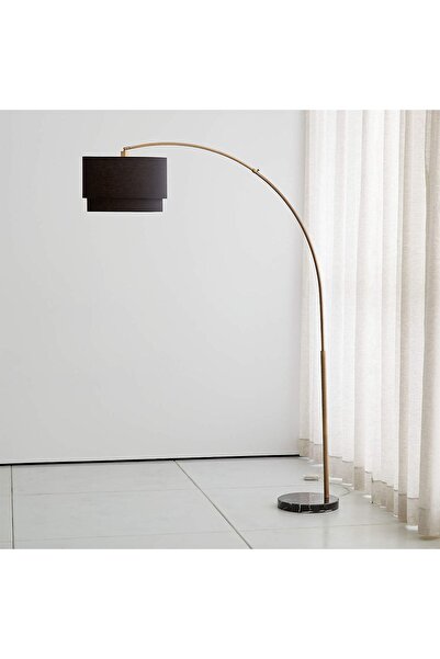 VİSENTE HOME Mermer Ayaklı Şapkalı Metal Lambader