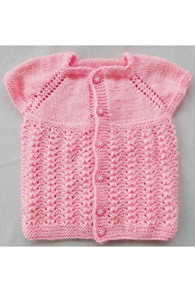 Bircan Hediyelik Pudra Pembe El Örgüsü Robadan Bebek Yeleği 1 - 3 Yaş