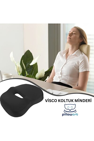 PİLLOWART Ortopedik Oturma Simidi Koltuk Minderi Visko Kuyruk Sokumu Yastığı puf