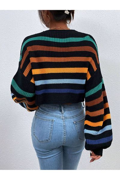 Dier Moda Dier Moda - Pulover de damă crop din tricot Thessaloniki cu dungi groase
